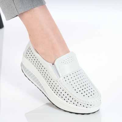 Pantofi dama piele naturala talpa ortopedica – TANIA White