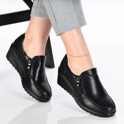 Pantofi dama piele naturala talpa ortopedica – VALERIA Black - Img 2
