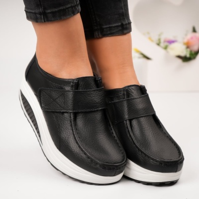 Pantofi dama piele naturala talpa ortopedica – VICTORIA Black - Img 2