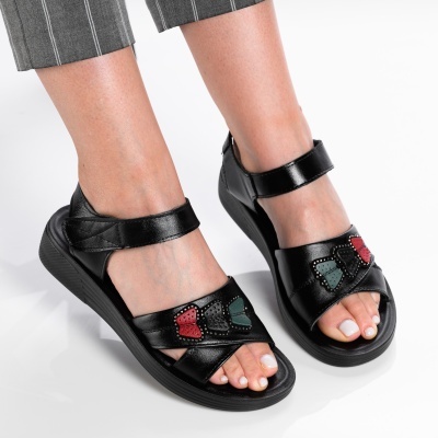 Sandale dama piele naturala lejere - CAMELIA Black - Img 3