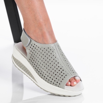 Sandale dama piele naturala talpa ortopedica - ANAMARIA Grey