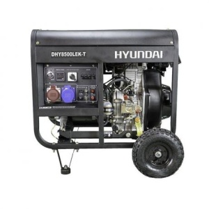 DHY8500LEK-T Hyundai Generator de curent electric diesel trifazat + kit de roti , putere maxima 7 kVA , motor Hyundai