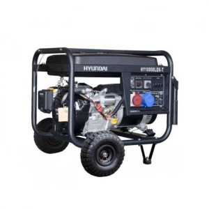 HY10000LEK-T Hyundai Generator de curent electric trifazat + kit de roti , putere 9.4 kVA , motor Hyundai,cod HY10000LEK-T
