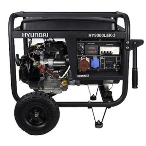 HY9000LEK-3 Hyundai Generator de curent electric trifazat + kit de roti si motor in doi cilindri , putere maxima 8 kVA