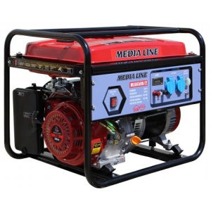 MLG 6500/2 Generator de curent monofazat Media Line,putere maxima 6,5 kVA , benzina , AVR cu perii , rezervor combustibil 25 L
