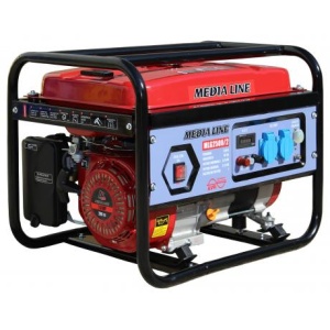 MLG 2500/2 Generator de curent monofazat Media Line , putere maxima 2,2 kVA, pornire la sfoara, rezervor 15 L ,AVR cu perii