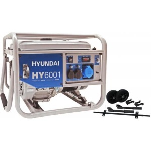 HY6001 Generator de curent monofazat HYUNDAI , putere maxima 6 kVA , kit de roti , rezervor 25 l ,alternator AVR , senzort lipsa ulei