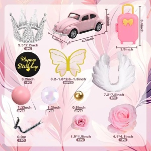 Decor Tort Zi De Nastere Elegant Cu Accesorii Cochete TOP131 - Img 2