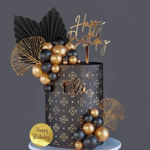 Decoratiune Tort Premium Black Gold Elegance TOP119 - Img 3