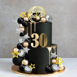 Decoratiune Tort Premium Gold Black Disco Party TOP112