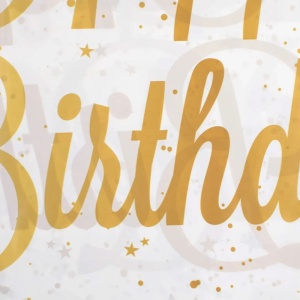 Fata De Masa Aniversare Petrecere Happy Birthday Alb Gold FDM63 - Img 3