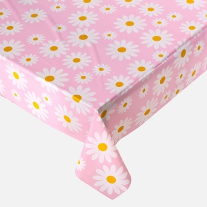 Față de Masă Roz cu Imprimeu Margarete – 180 x 120 cm