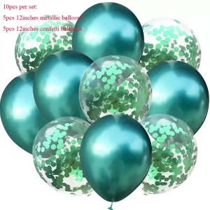 Set 10 Baloane Verde Chrome Confetti