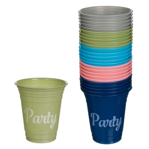 Set 50 Pahare Din Plastic Petrecere Aniversare Multicolore 360 ml PHR55