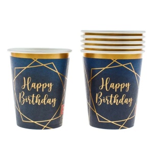 Set 6 Pahare Elegante Petrecere Albastru Gold