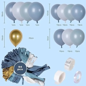 Set Arcada Baloane Aniversare Bleu si Auriu 94 Piese Decor Party ARC189 - Img 2