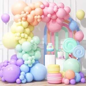 Set Arcada Baloane Aniversare Macaron Pastel 134 Piese Multicolor ARC192