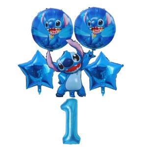 Set Baloane Aniversare Stitch Albastru Cifra 1 SET311-1
