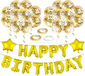 Set Baloane Petrecere Zi De Nastere Confetti Gold