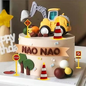 Set Decor Tort Zi De Nastere Tematica Santier TOP124