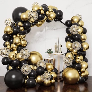 Arcada Baloane Gold Negru Aniversare Majorat 123 Piese
