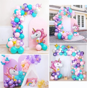 Arcada Baloane Unicorn Botez Aniversare Fetita 160 Piese - Img 2