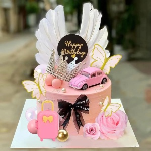 Decor Tort Zi De Nastere Elegant Cu Accesorii Cochete TOP131