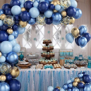 Kit Arcada Baloane Aniversare Botez Baby Blue 95 Piese - Img 2