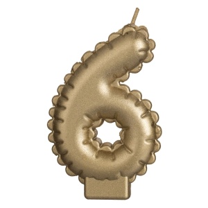Lumanare Zi De Nastere Cifra 6 Gold Metalizat LMR43-6