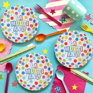 Set 10 Farfurii Multicolore La Multi Ani 23 cm - Img 2