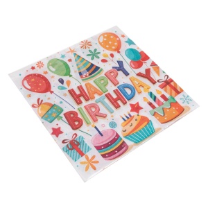 Set 20 Șervețele Petrecere Happy Birthday cu Baloane și Cadouri – 33 x 33 cm - imagine 3