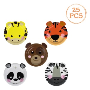 Set 25 Farfurii Petrecere Aniversare Cu Animalute 18 cm FRF115