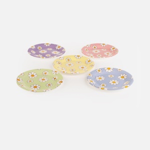 Set 25 Farfurii Petrecere cu Margarete și Detalii Aurii – 18 cm - imagine 2