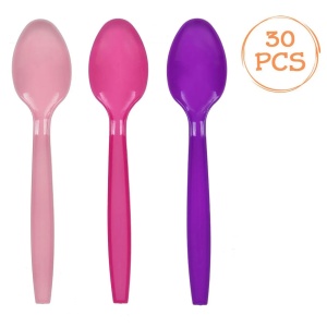 Set 30 Lingurite Din Plastic Pentru Petrecere Roz Mov TAC32