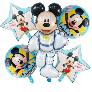 Set 5 Baloane Folie Mickey Mouse Astronaut - Decor Aniversar Spatial SET327