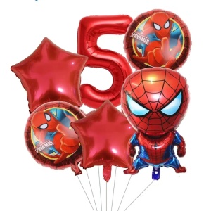 Set 6 Baloane Aniversare 5 Ani Spiderman Rosu SET324-5