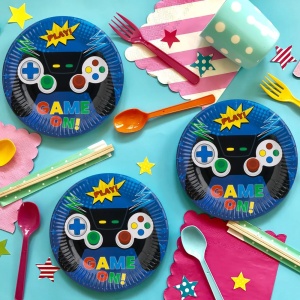 Set 6 Farfurii Aniversare Petrecere Tematica Jocuri Video 18 cm FRF98