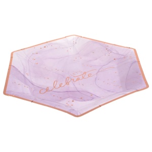 Set 6 Farfurii Hexagonale Elegante Let's Celebrate Lila Marble Gold FRF113 - Img 2