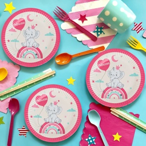Set 6 Farfurii Petrecere Princess Cu Elefant 23 cm - Img 2