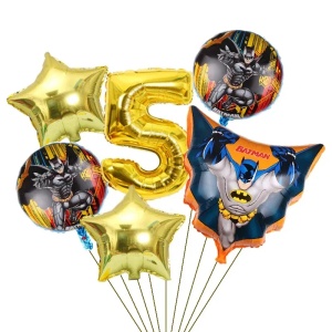 Set Baloane Aniversare 5 Ani Tematica Batman Auriu SET316-5
