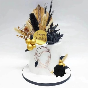 Set Decoratiuni Elegante Pentru Tort Negru si Auriu - Img 3