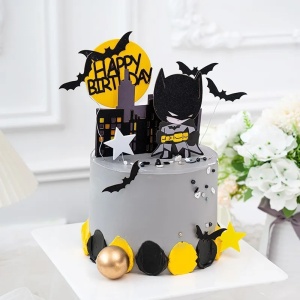 Set Decoratiuni Tort Batman Happy Birthday cu Skyline TOP215 - Img 2