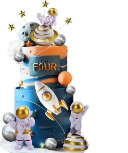 Set Figurine Topper Tort Astronaut Decor Spatial Galactic TOP138 - Img 4
