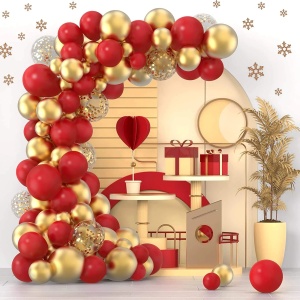 Arcada Baloane Evenimente Rosu Gold 120 Piese