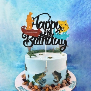 Decor Tort Zi De Nastere Aniversare Pescar TOP128