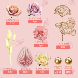 Decoratiune Tort Aniversare Floral Multicolor - Img 2