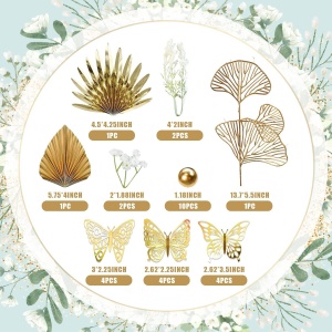 Decoratiune Tort Aniversare Gold Cu Fluturasi - Img 2