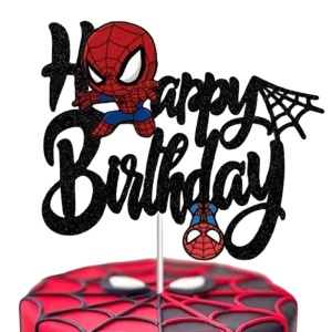 Decoratiune Tort Spiderman Happy Birthday Negru TOP214