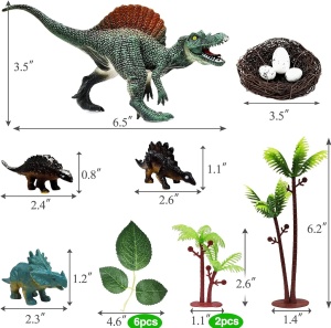 Decoratiune Tort Tematica Dinozauri cu Figurine Preistorice si Elemente Naturale - Img 2