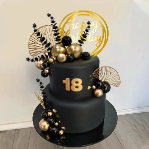 Decoratiune Tort Zi De Nastere Royal Deluxe Negru si Auriu - Img 4